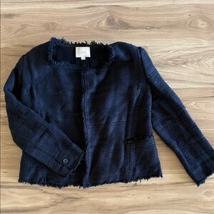 Loft | Black Tweed Fringe Blazer